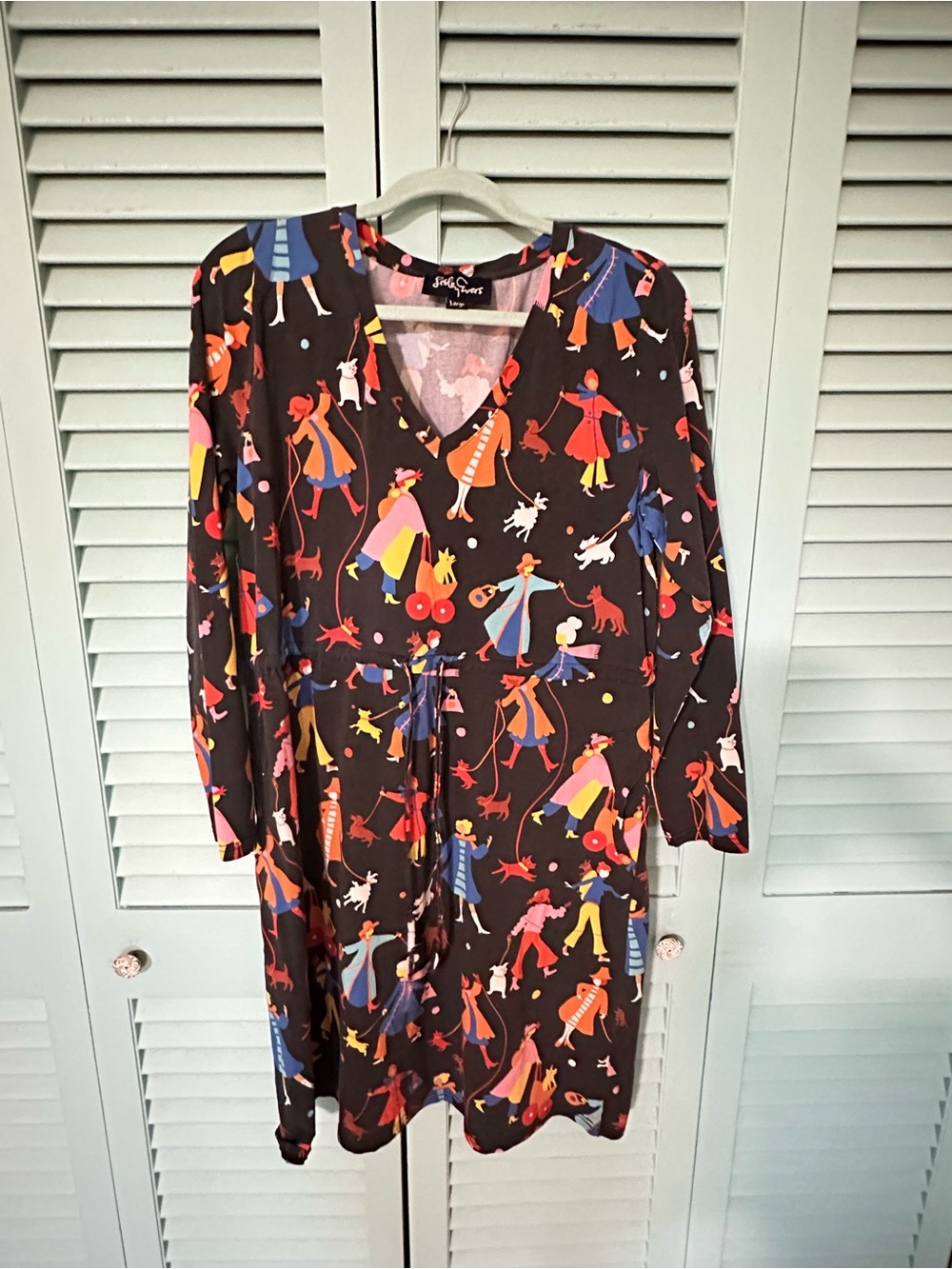 Lesley Evers Multicolor V-Neck Printed Jersey Dress